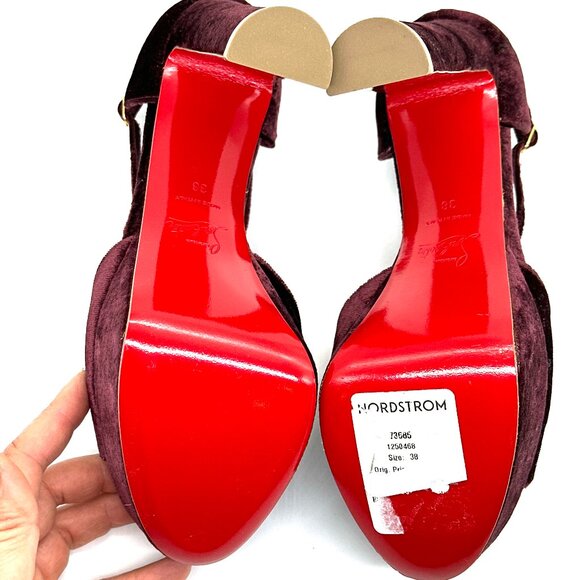 Christian Louboutin SANDALOO Velvet Platform Mary Jane Heels Sandals Shoes - Picture 14 of 16